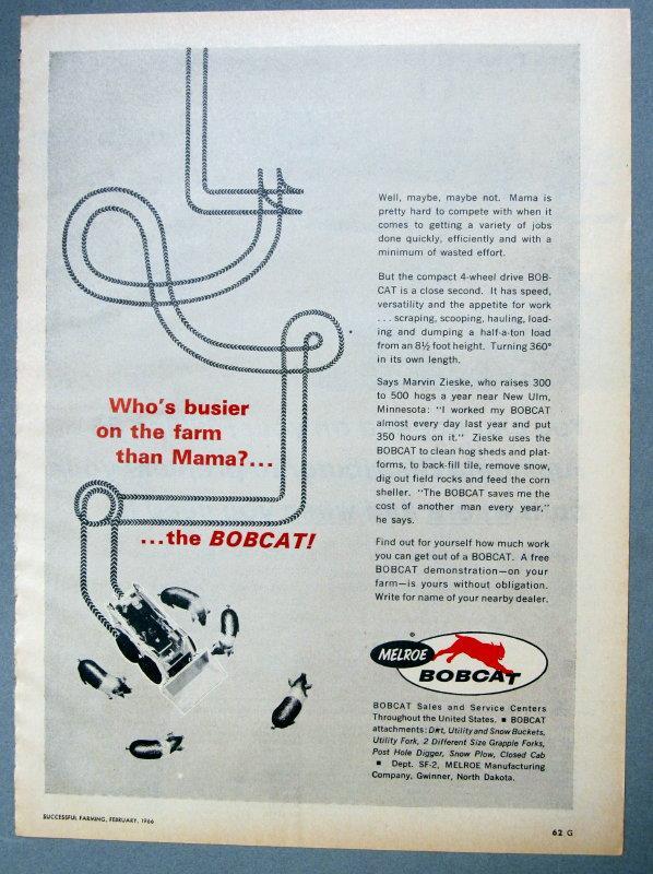 Original 1966 Bobcat Ad Photo WHO’S BUSIER ON THE FARM THAN MAMA….BOBCAT