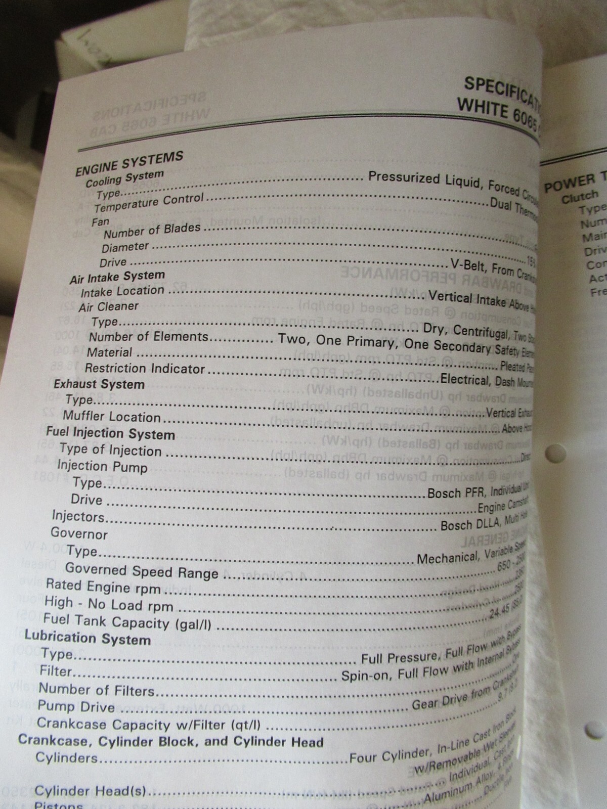 AGCO White 6000 6065 Tractor Cab Technical Specifications Dealer Only Manual