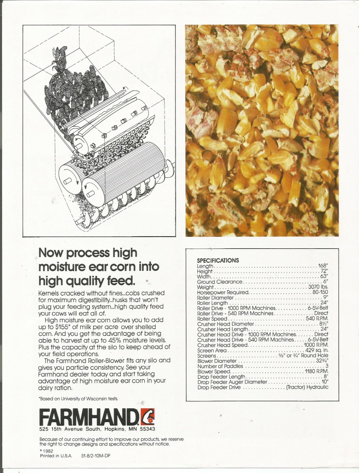 Original Farmhand Roller Blower Dealer Sales Brochure Form Number S1-8/2-10M-DP