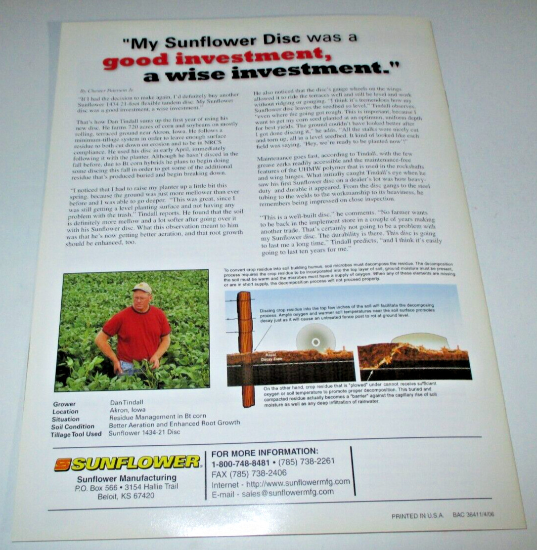 *Sunflower 1000 Series 1211 1233 1234 1300 1434 1444 1544 Disc Sales Brochure