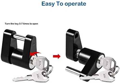 CZC AUTO Black Trailer Hitch Coupler Lock, Dia 1/4 Inch, 3/4 Inch Span for To…