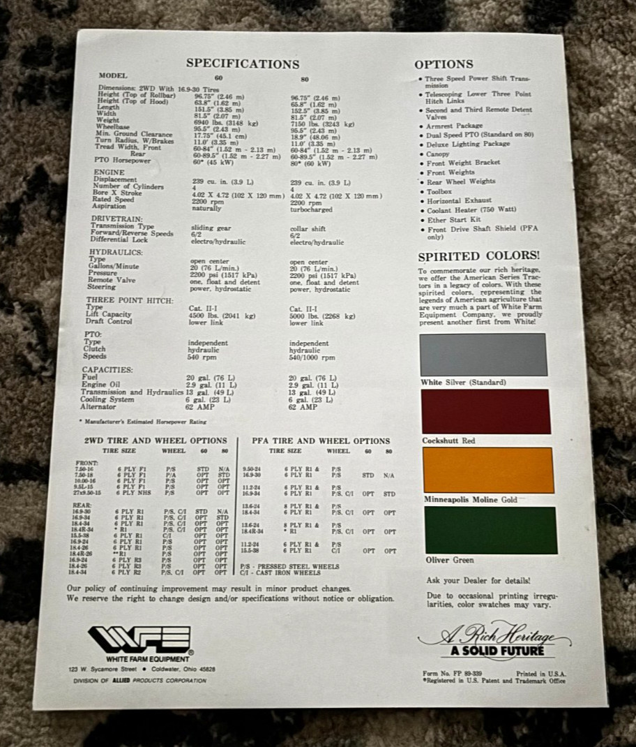 White 60 80 American Tractors Brochure DCPA26