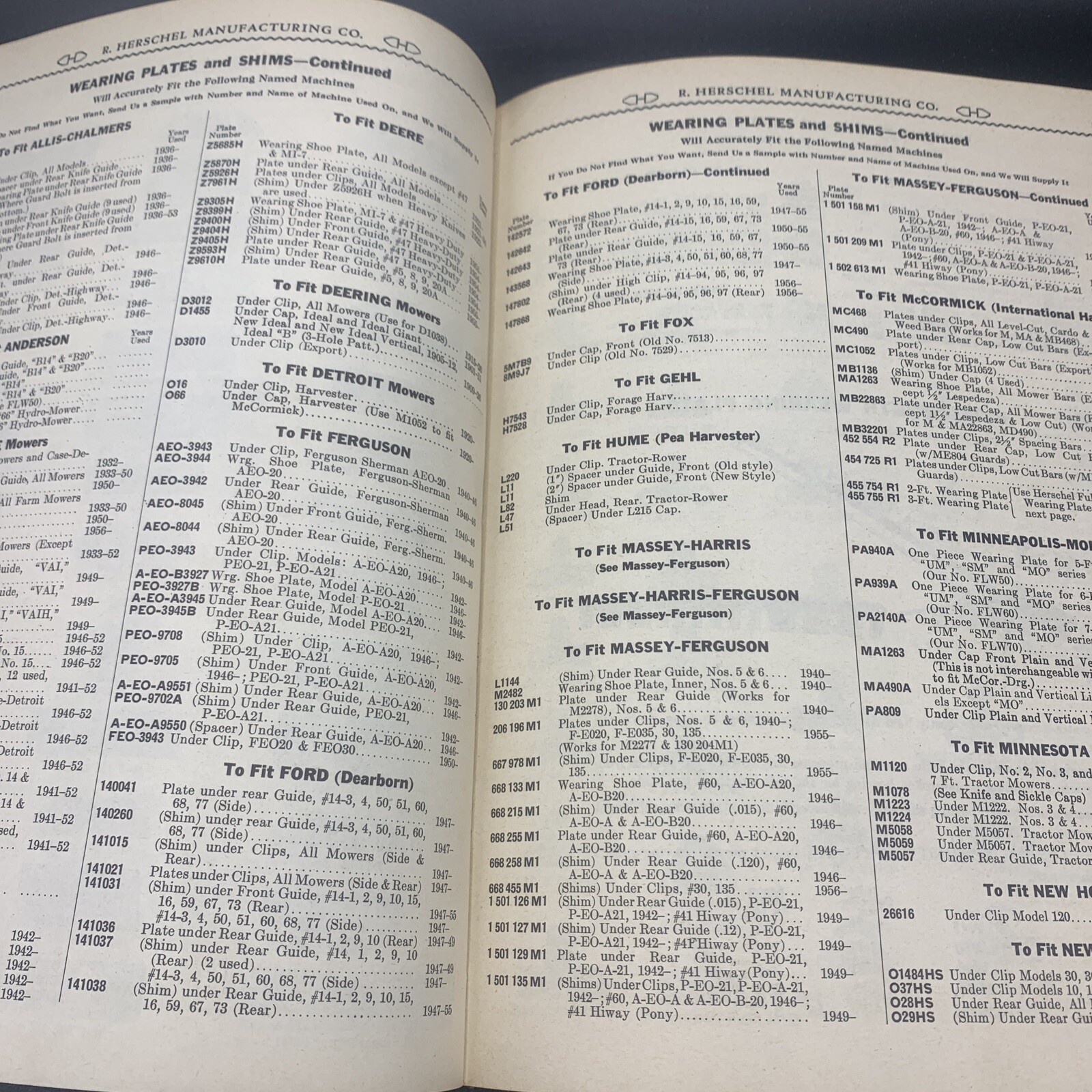 1959 Des Moines Iron Co Repair Parts Catalog Mowers/Combines/Swathers/Harvester