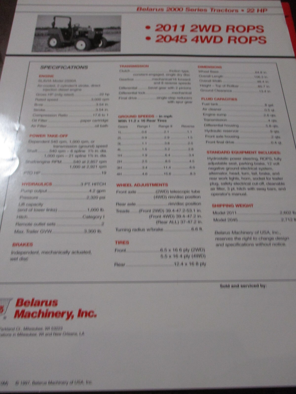 Belarus Tractors Sales/Specifications Brochures 7 items, Circa 1990’s