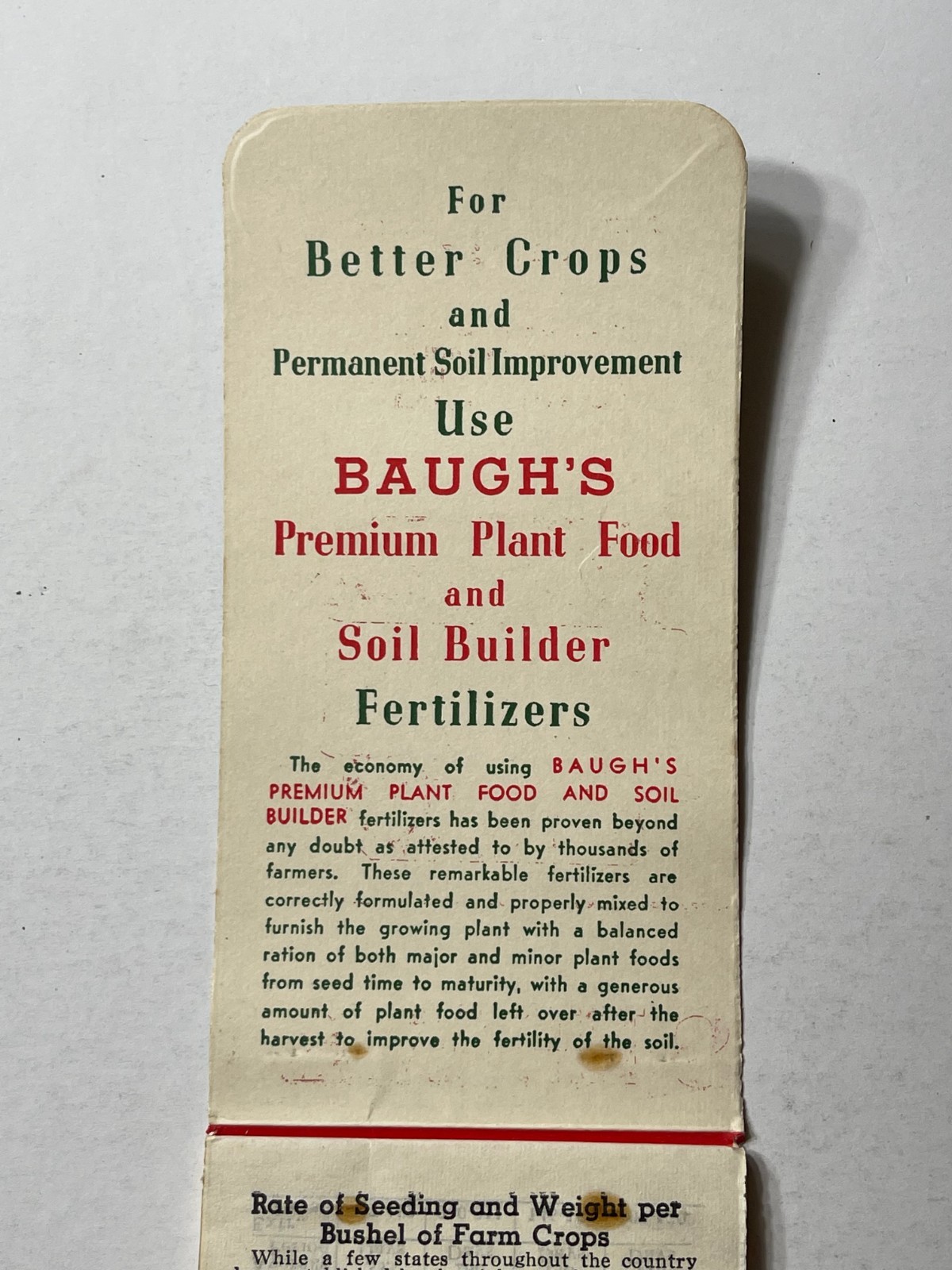 Vintage Original – Baugh’s Premium Plant Food & Soil Builder Notepad AD Booklet