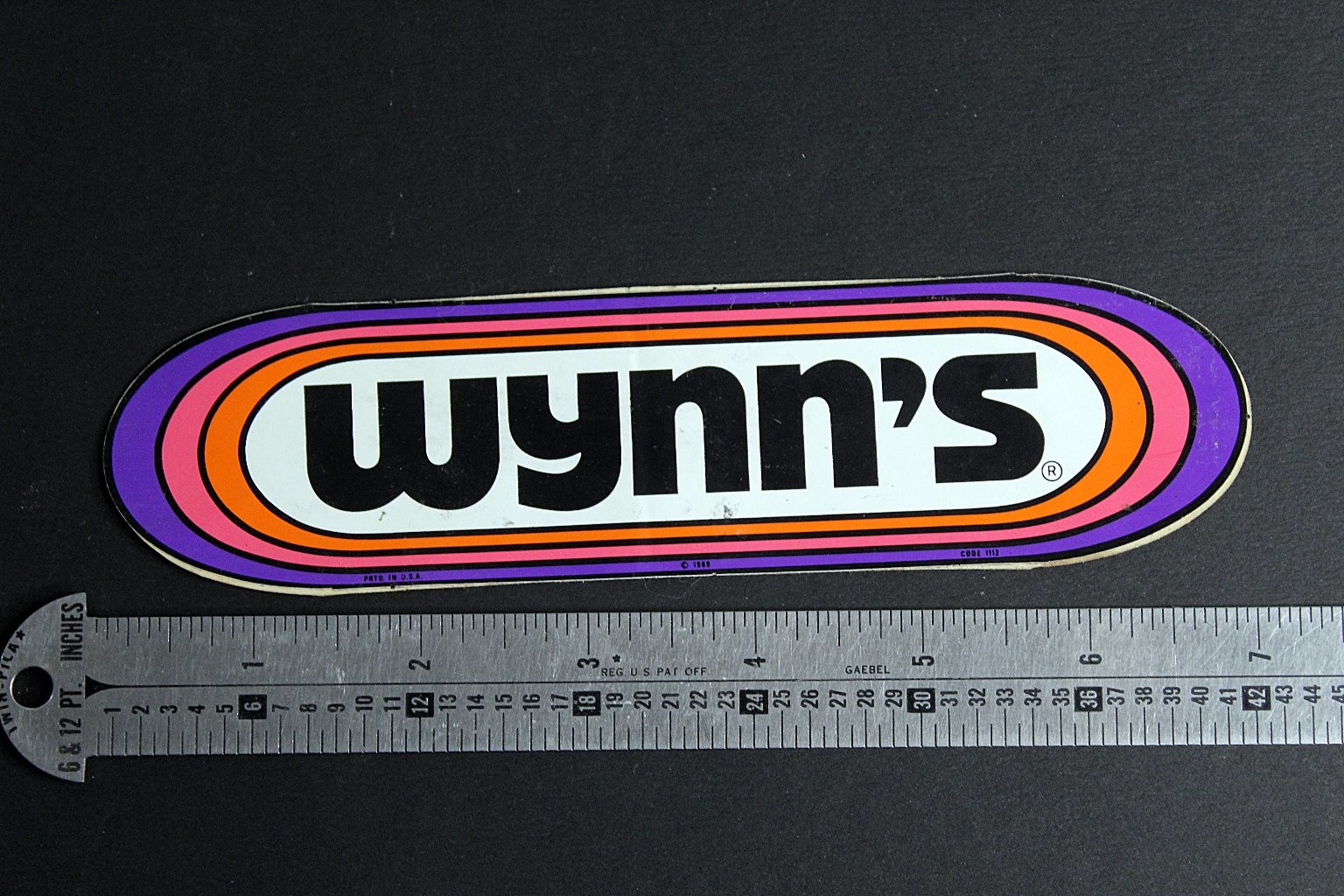 Wynn’s Vintage Advertising Sticker 1969 Colorful Retro Logo 7in
