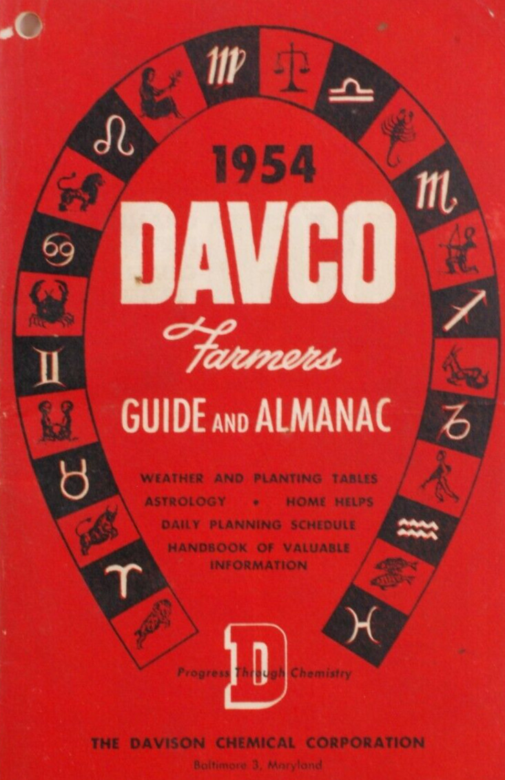 Davco Farmer’s Almanac 1954 Davison Chemical Company Red Cover