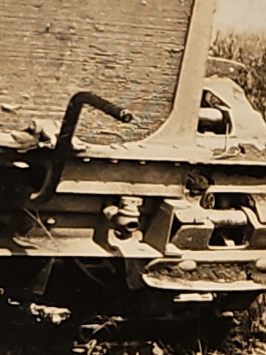 Antique Cletrac Tractor Photo w Man All Dressed Up In His Best Angular Radiator