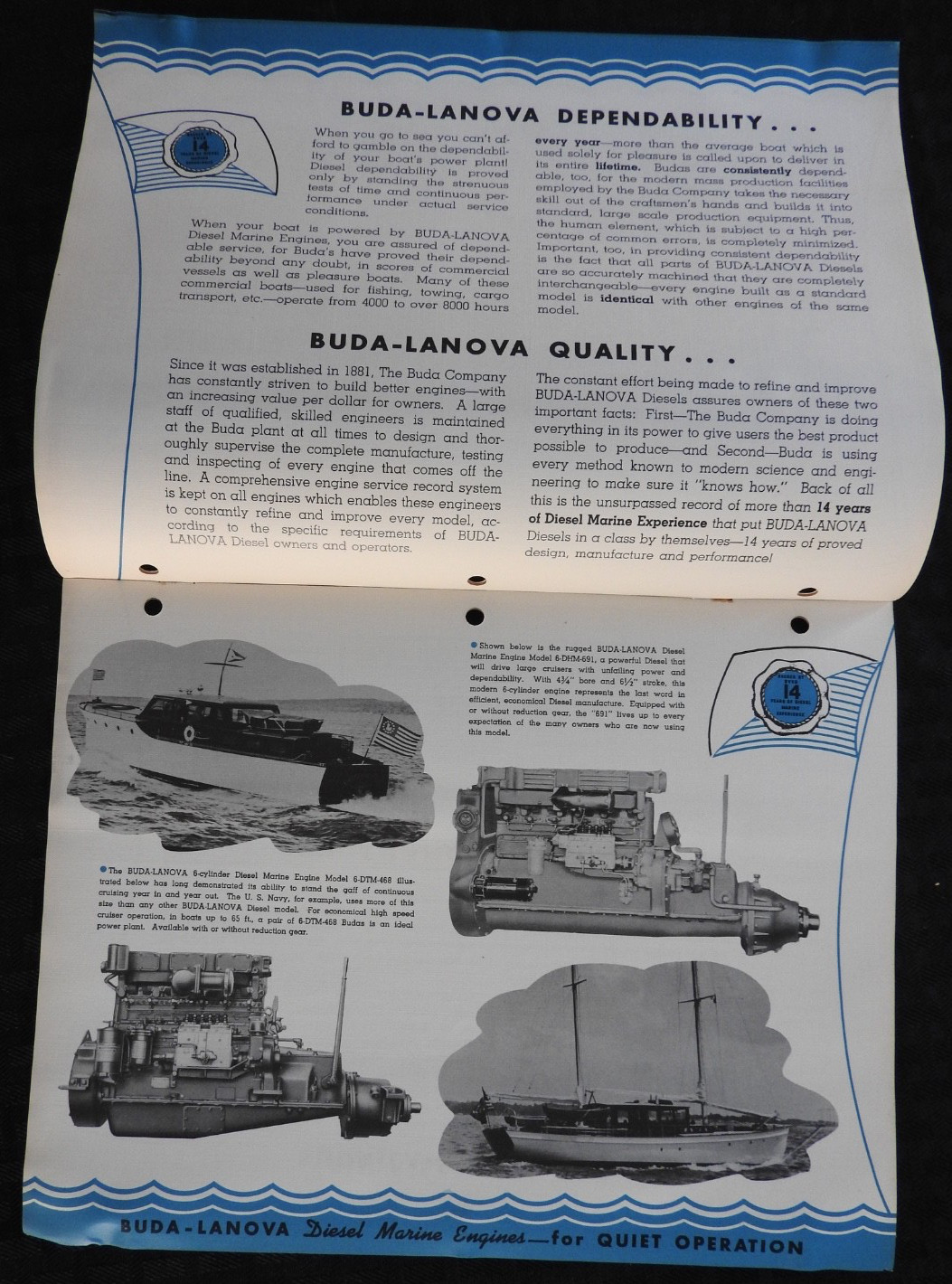 1940 “Buda Lanova Marine Diesel Engines” Work-Tow-Fish-PLEASURE Boat Brochure