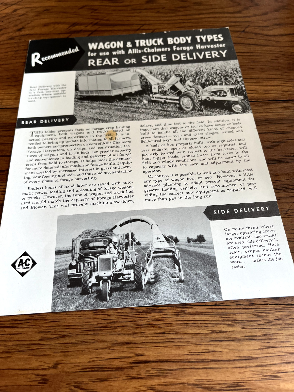 Allis Chalmers Wagon & Truck Body Types For 1955 Brochure FCCA