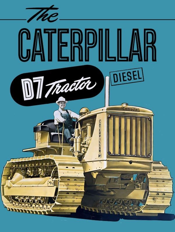 Cat D7 Diesel Tractor- Monster Front End Shot- NEW METAL SIGN: 12×16″ Free Ship.