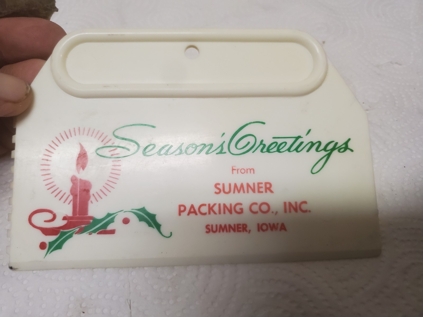 6″ Plastic Scraper Sumner Packing Company Sumner Iowa Seasons Greetings
