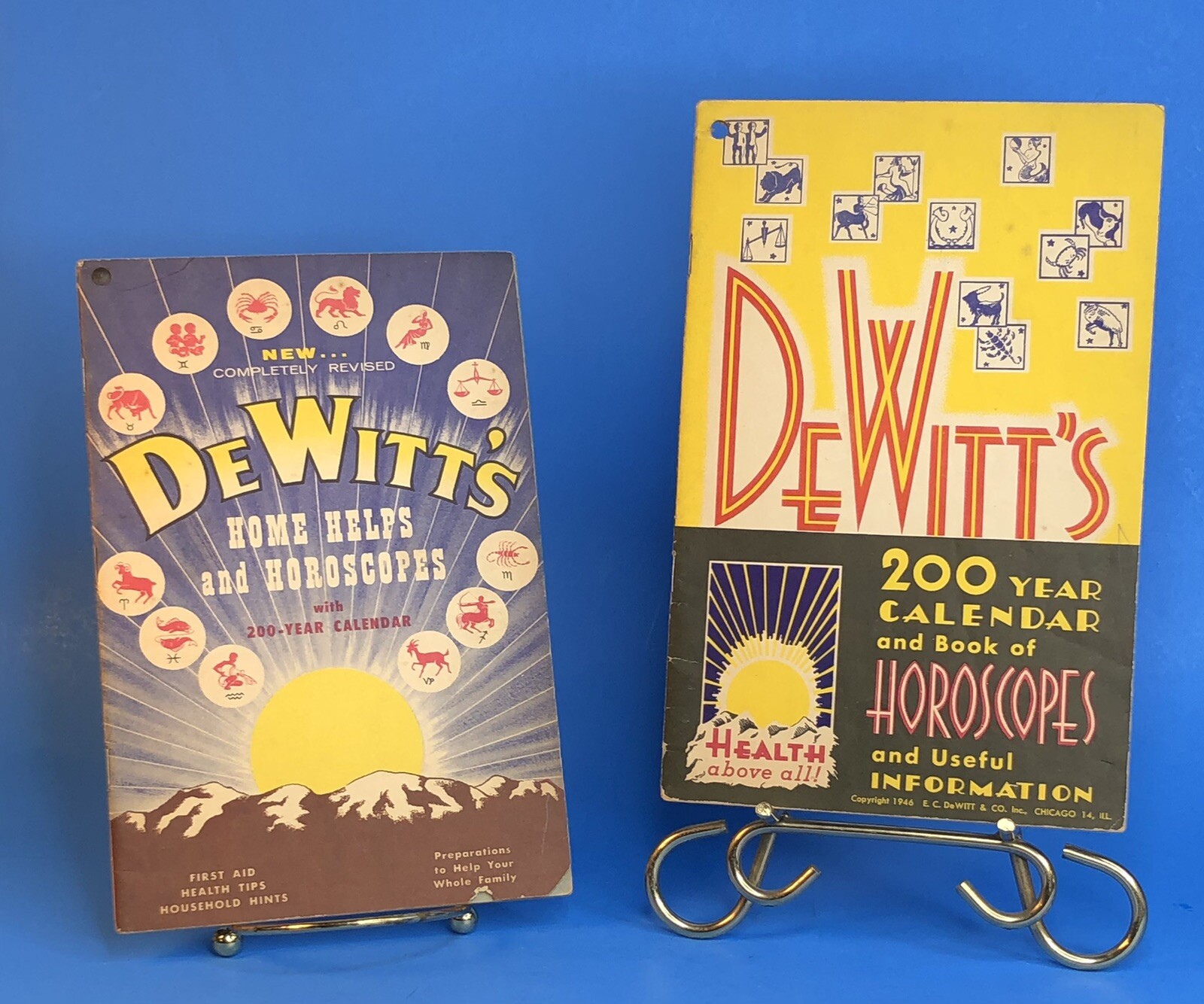 Set of 2 Vintage 1946 DeWitt’s 200 Year Calendar Horoscope Book 40s Astrology