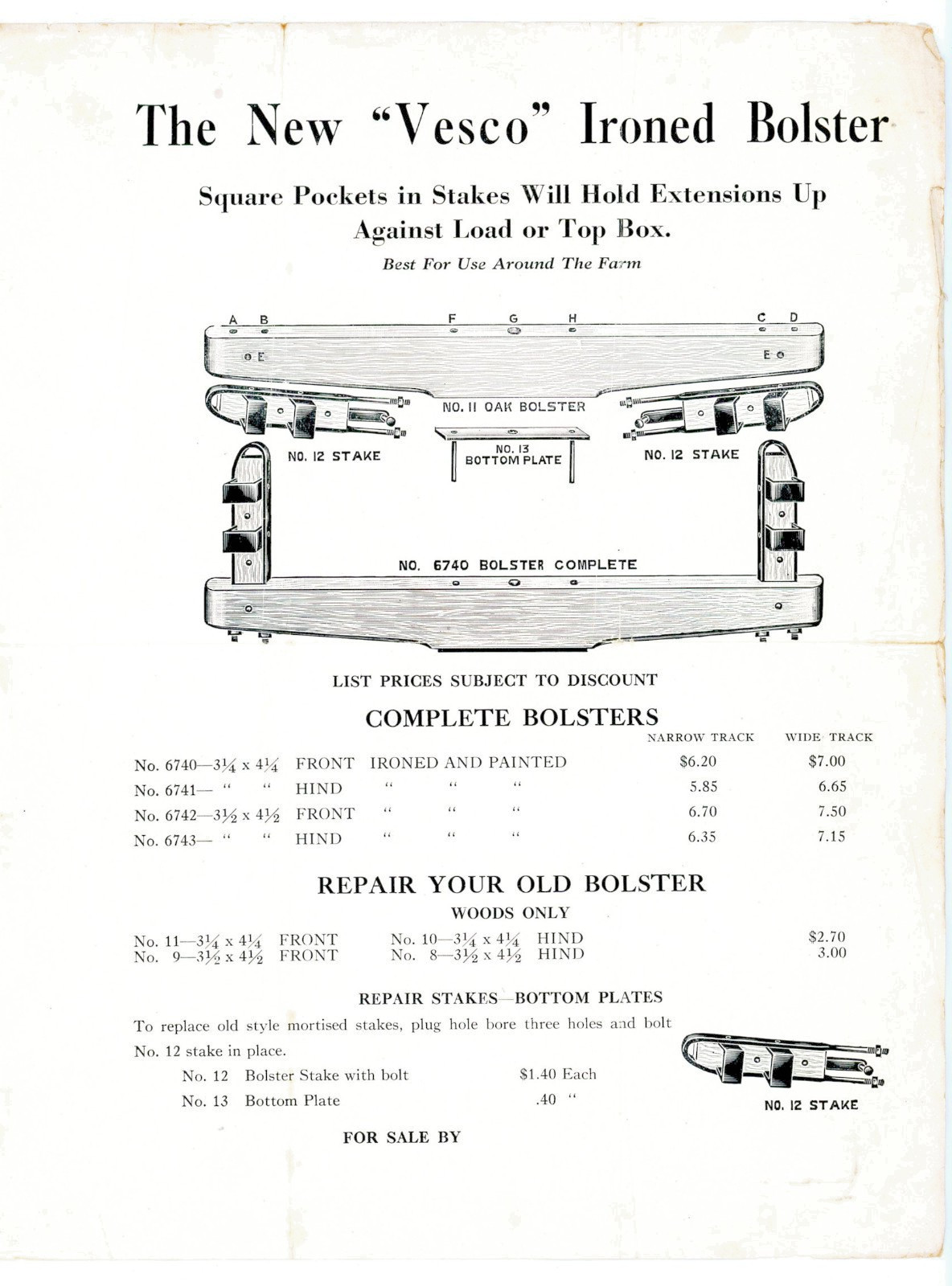 Vesco new Iron Bolster illustrated sales flyer Vehicle Supply Co Cairo Illinois
