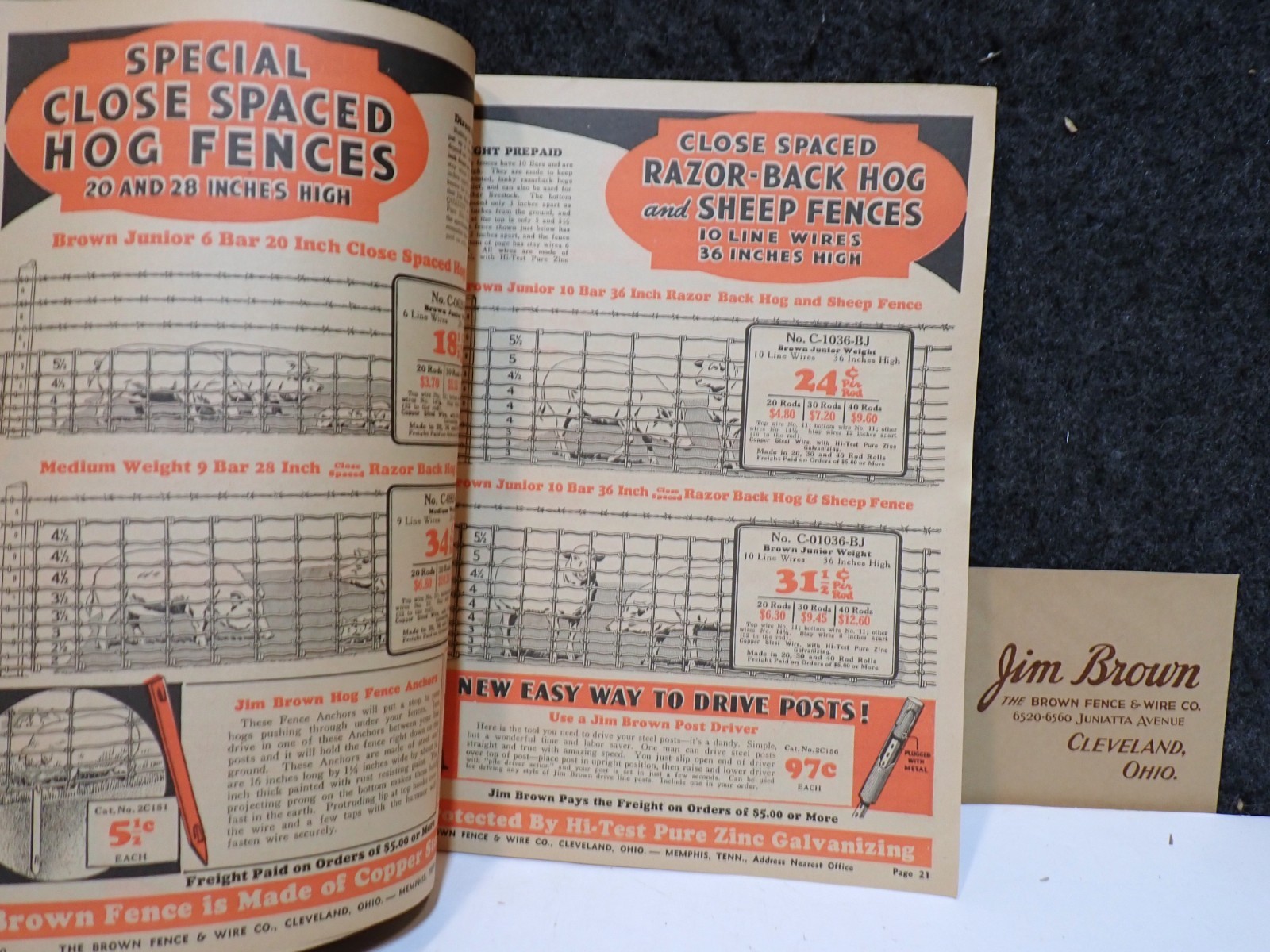1937 JIM BROWN’S FENCE & BARB WIRE PAINT HORSE HARNESS STOVE FARMING CATALOG
