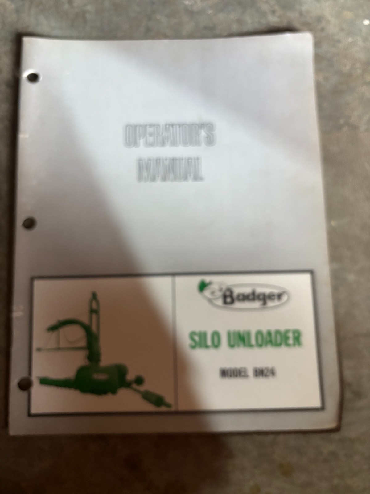 Badger BN24 Silo Unloader Parts Book Manual AMIL26
