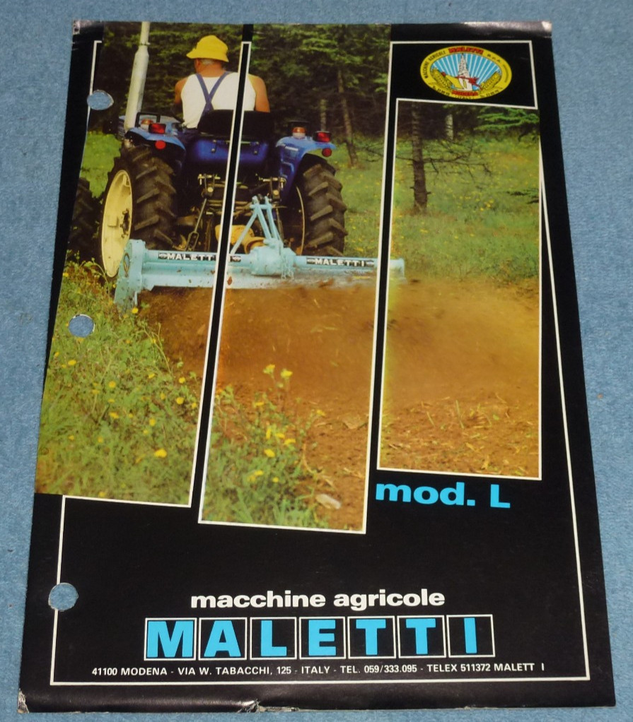 Vintage Maletti Model L Rotary Tiller Farm Equipment Brochure Specs Sheet