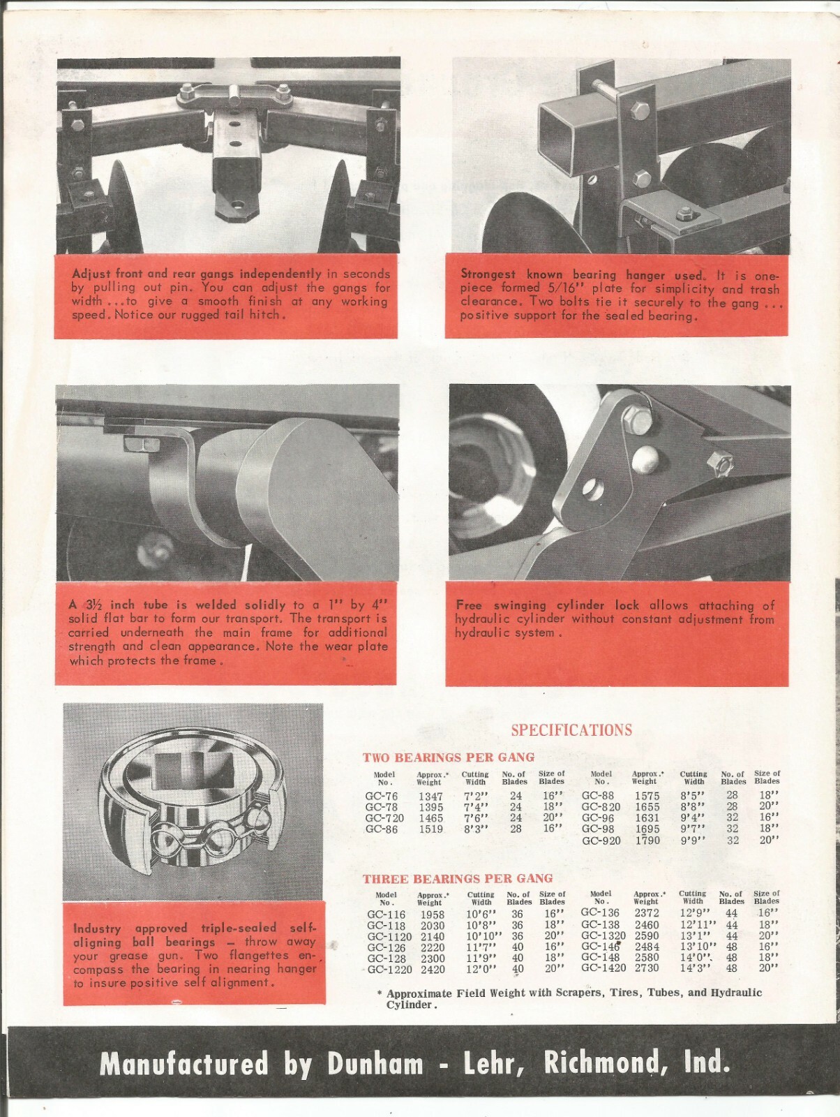 Original OE OEM Dunham GC Ground Chief Transport Discs Sales Brochure Spec Sheet