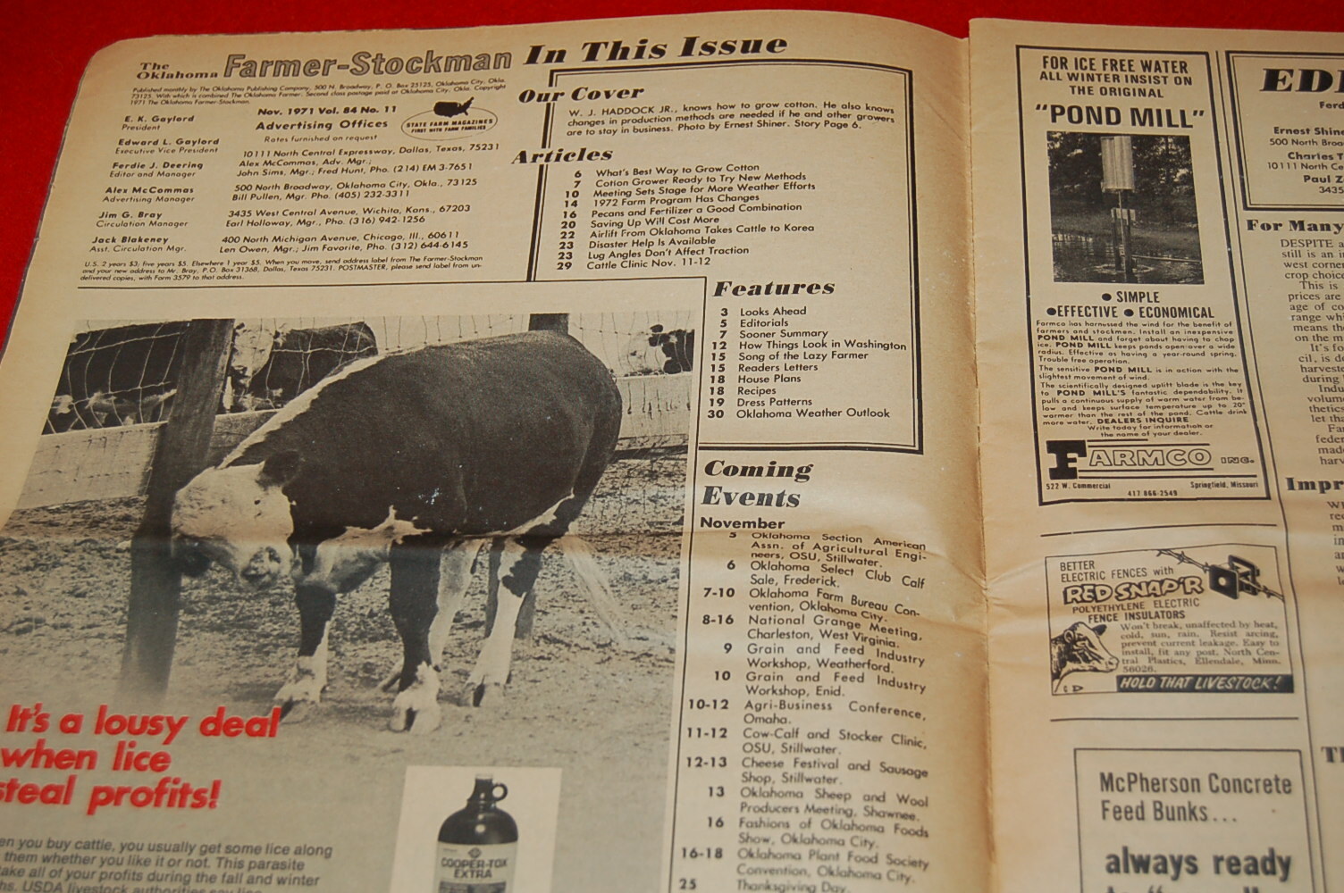 Vintage Oklahoma Farmer Stockman November 1971 Issue What’s Ahead for Cotton