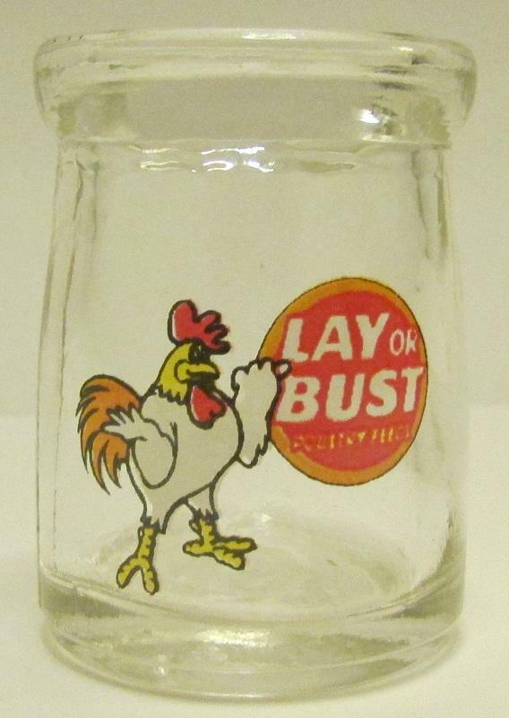 Great Lay Or Bust Advertising 1/2 oz Glass Dairy Creamer