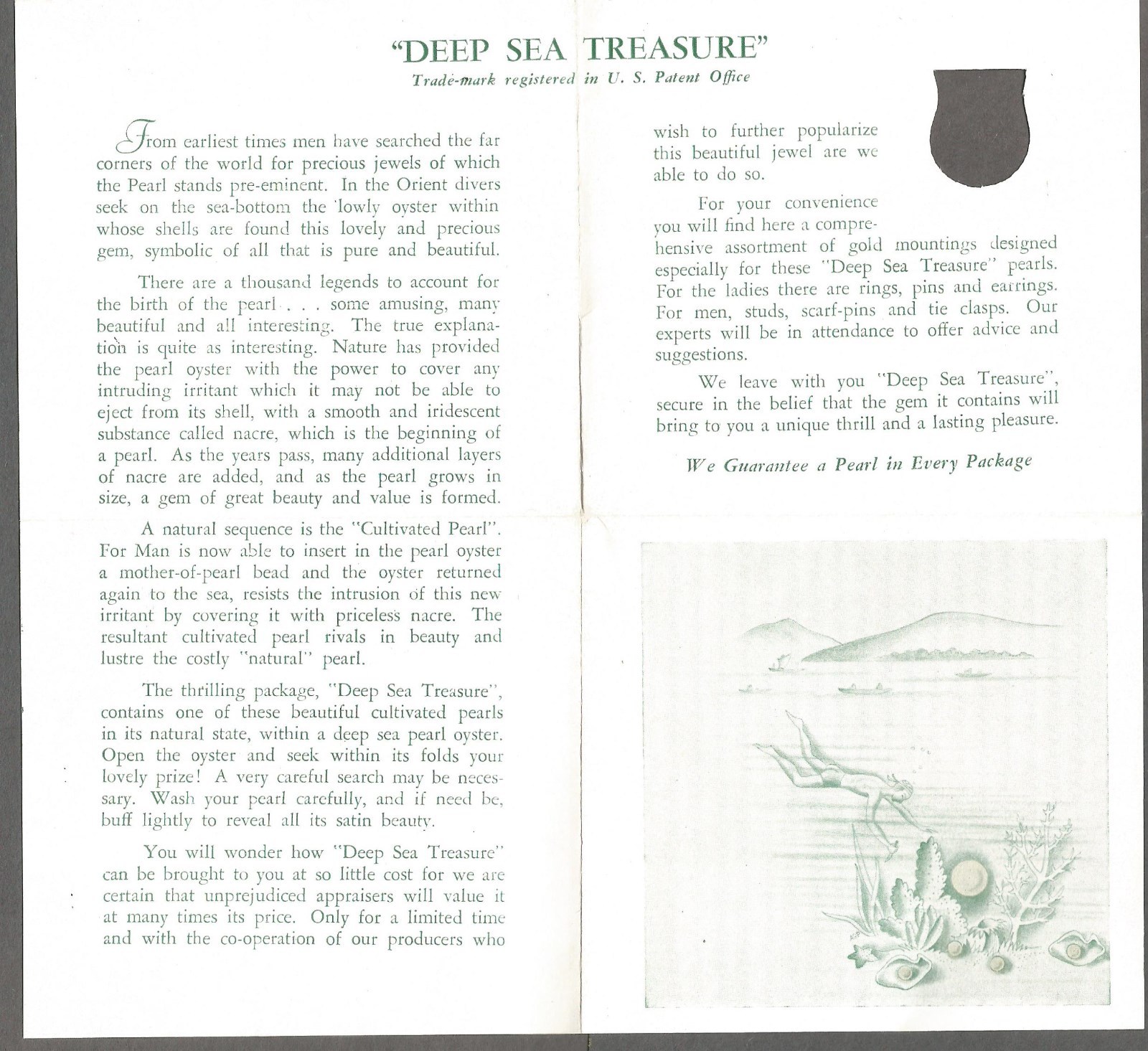 Vintage Advertising 1936 Deep Sea Treasure Leaflet – Treasure Imports, Inc. NY