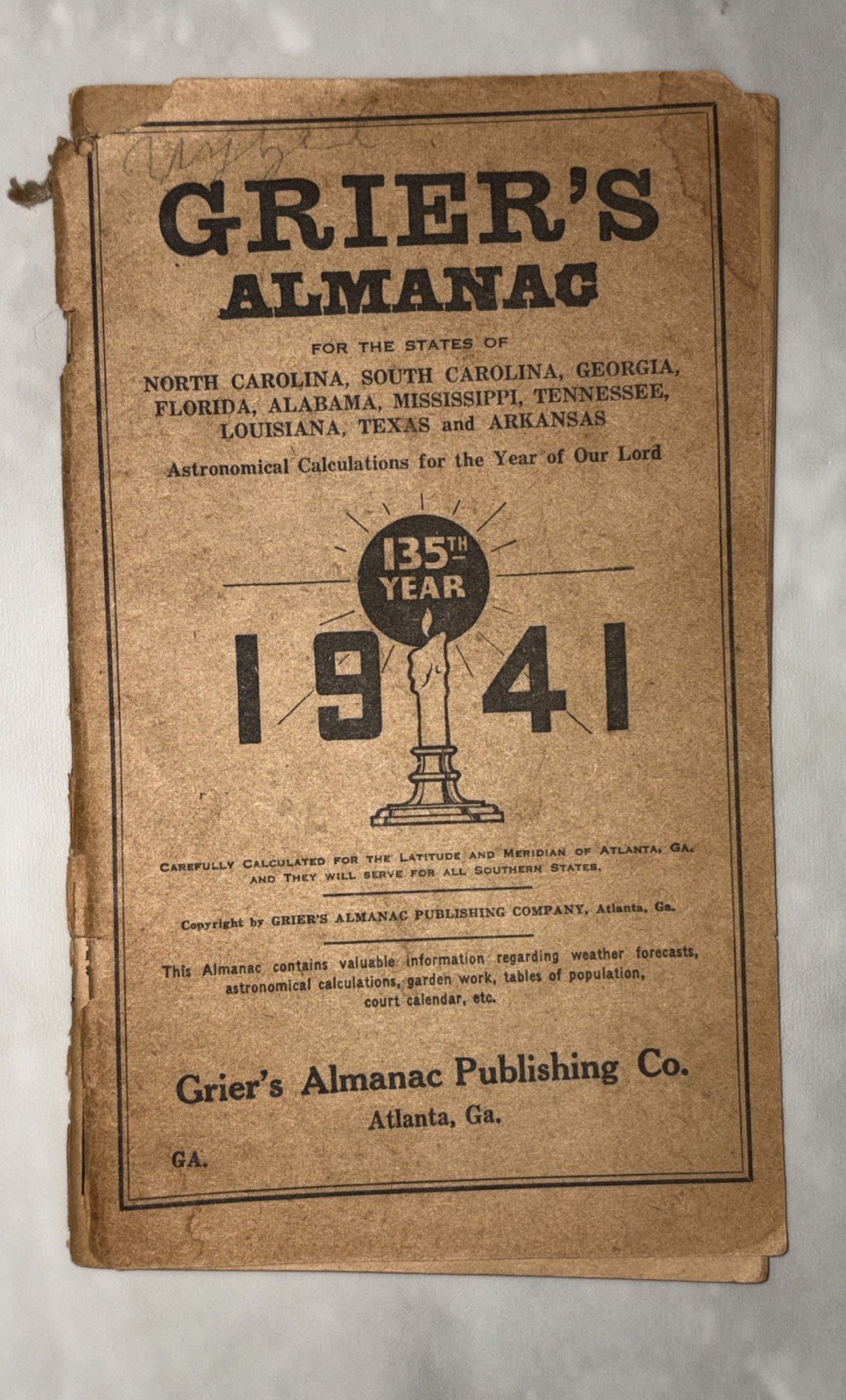 Lot of 4 Vintage GRIER’S ALMANAC 1930, 1931, 1938, 1939 & 1941 Issues See Pics