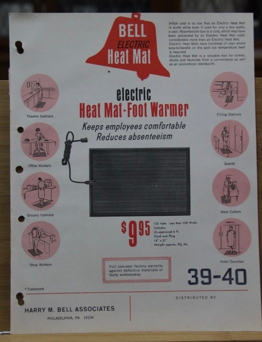Brochure Bell Electric Heat Mat Foot Warmer Harry M. Bell Philadelphia PA