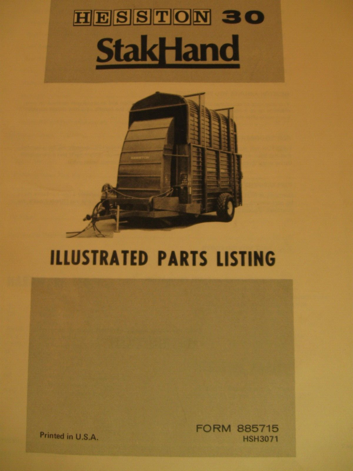Vintage Lot of 3 Hesston 30 StakHand Manuals