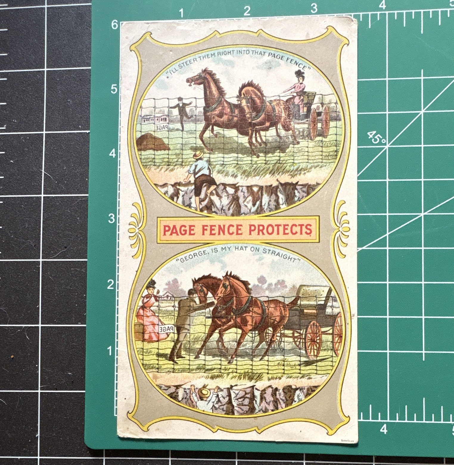 Page Woven Wire Fence Co. “Page Fence Protects” Agriculture Trade Card