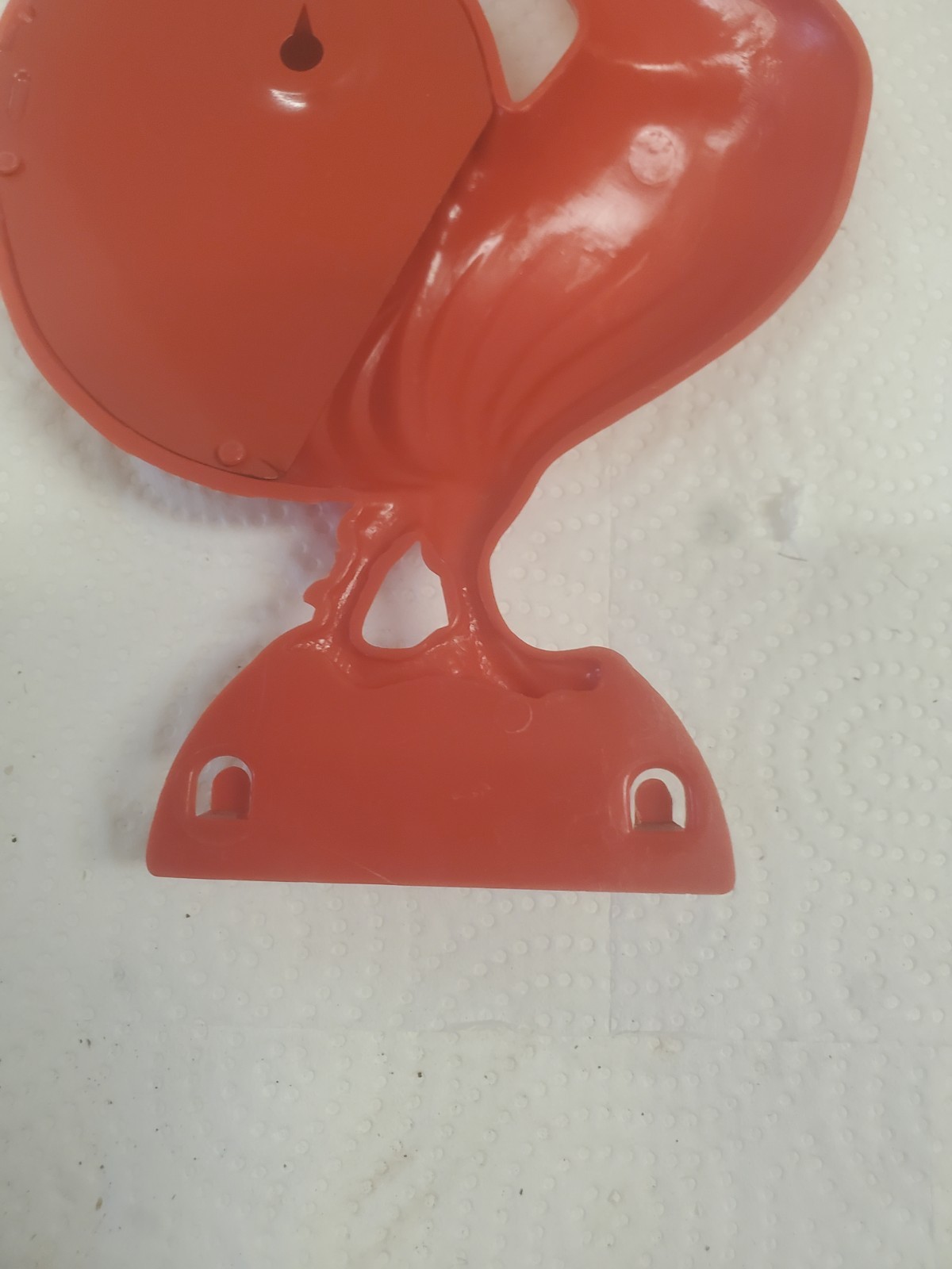 8″ Red Plastic Rooster Spoon Holder Carroll Etchen Trucking Clear Lake Iowa