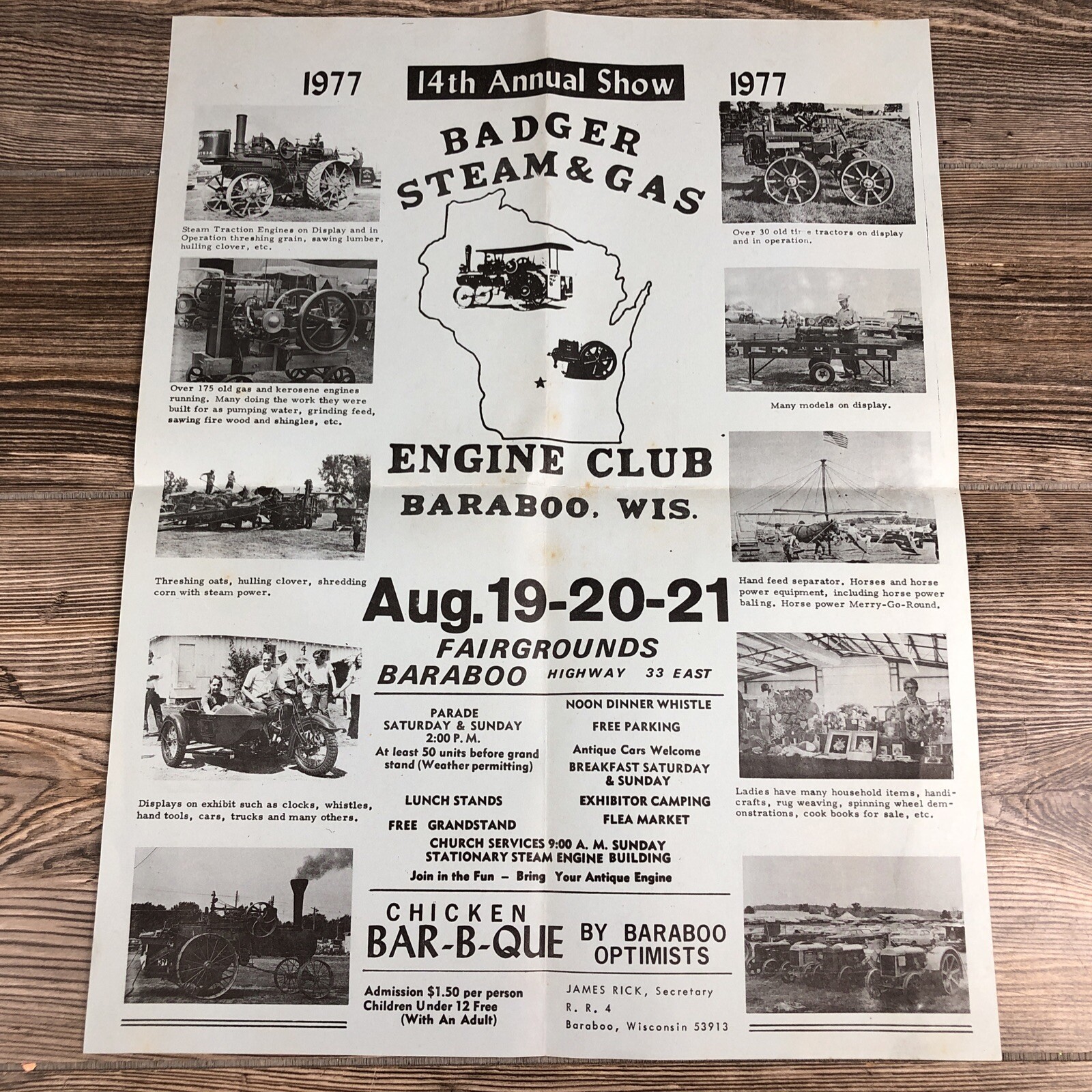 1977 Badger Steam & Gas Engine Club Show Baraboo, Wisconsin Ad Poster