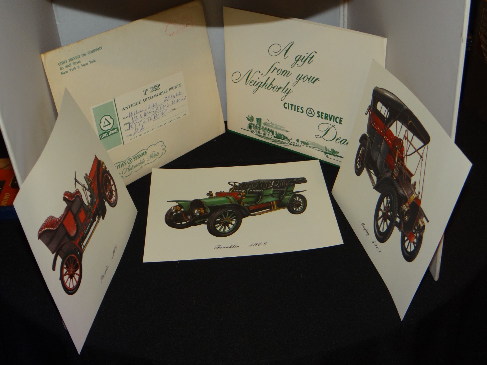 1950’s Cities Service Gasoline Early Automobile Prints Complimentary Gift w/Env.