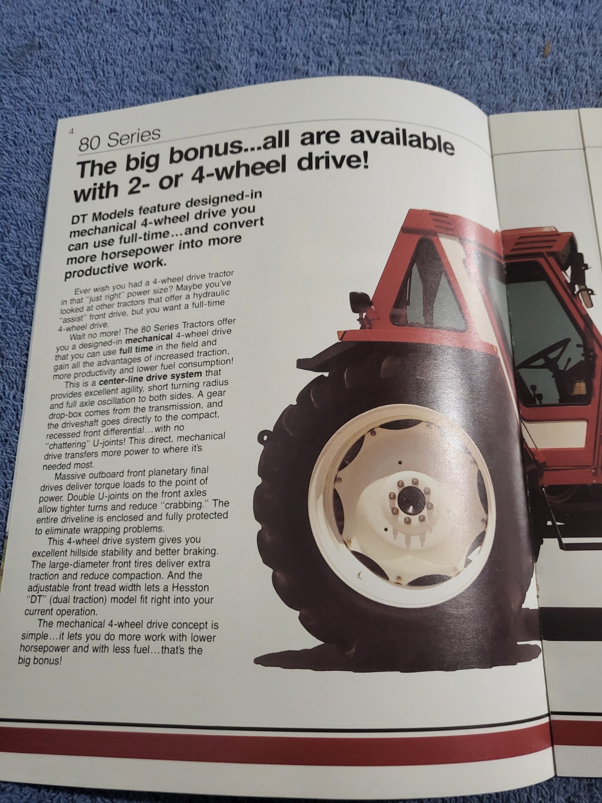 Vintage 1982 Fiat Hesston 80 Series 580-980 Tractors 50-90 PTO HP Sales BROCHURE