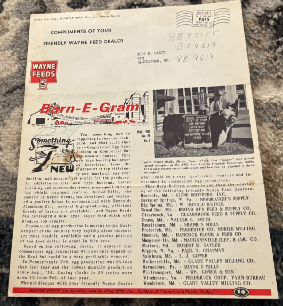 Wayne Feeds Barn-E-Gram May 1963 Brochure DCPA26