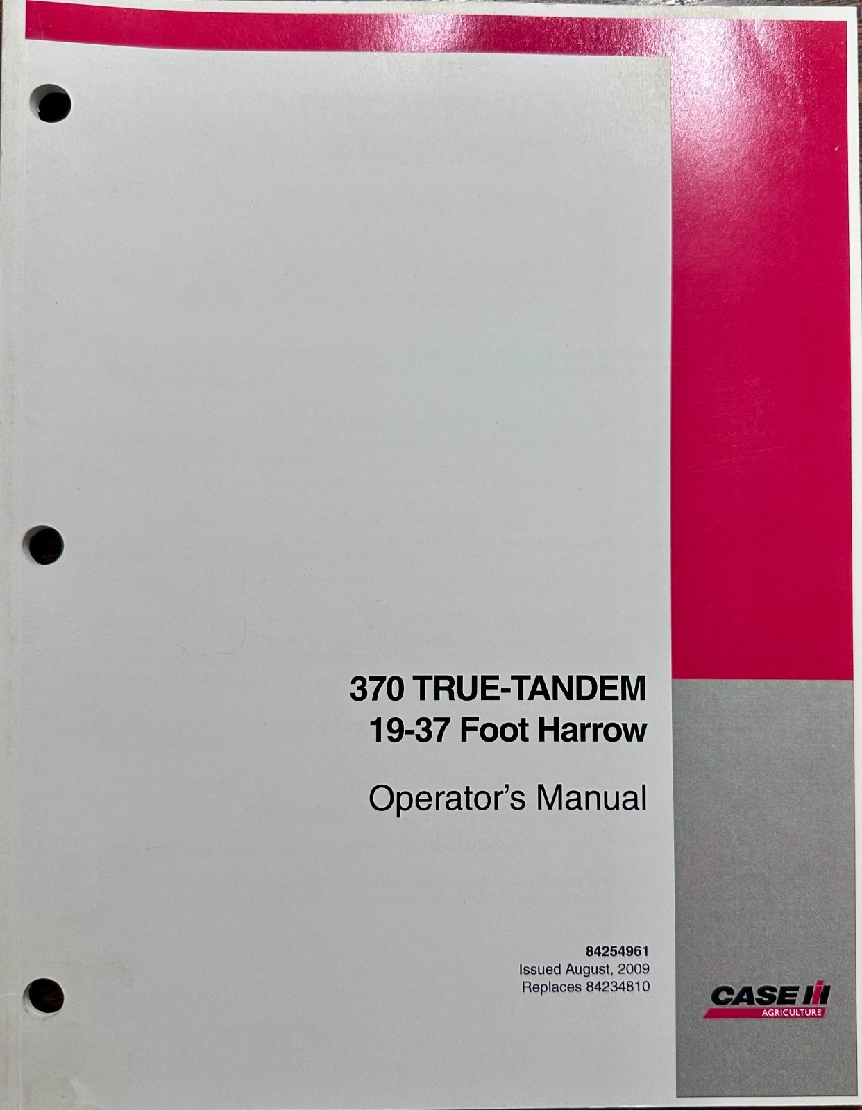 2009 Case IH 370 True-Tandem 19-37 Foot Operator’s Manual – AUG Issue #MC-14