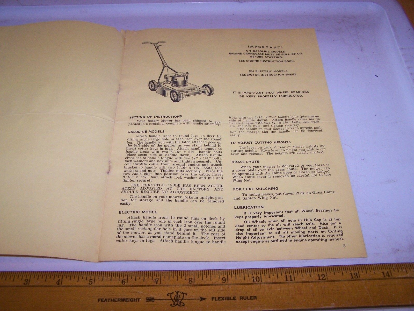 Vintage TURFMASTER Rotary Push Mower Instructions & Parts List RA18R RA21R REA18