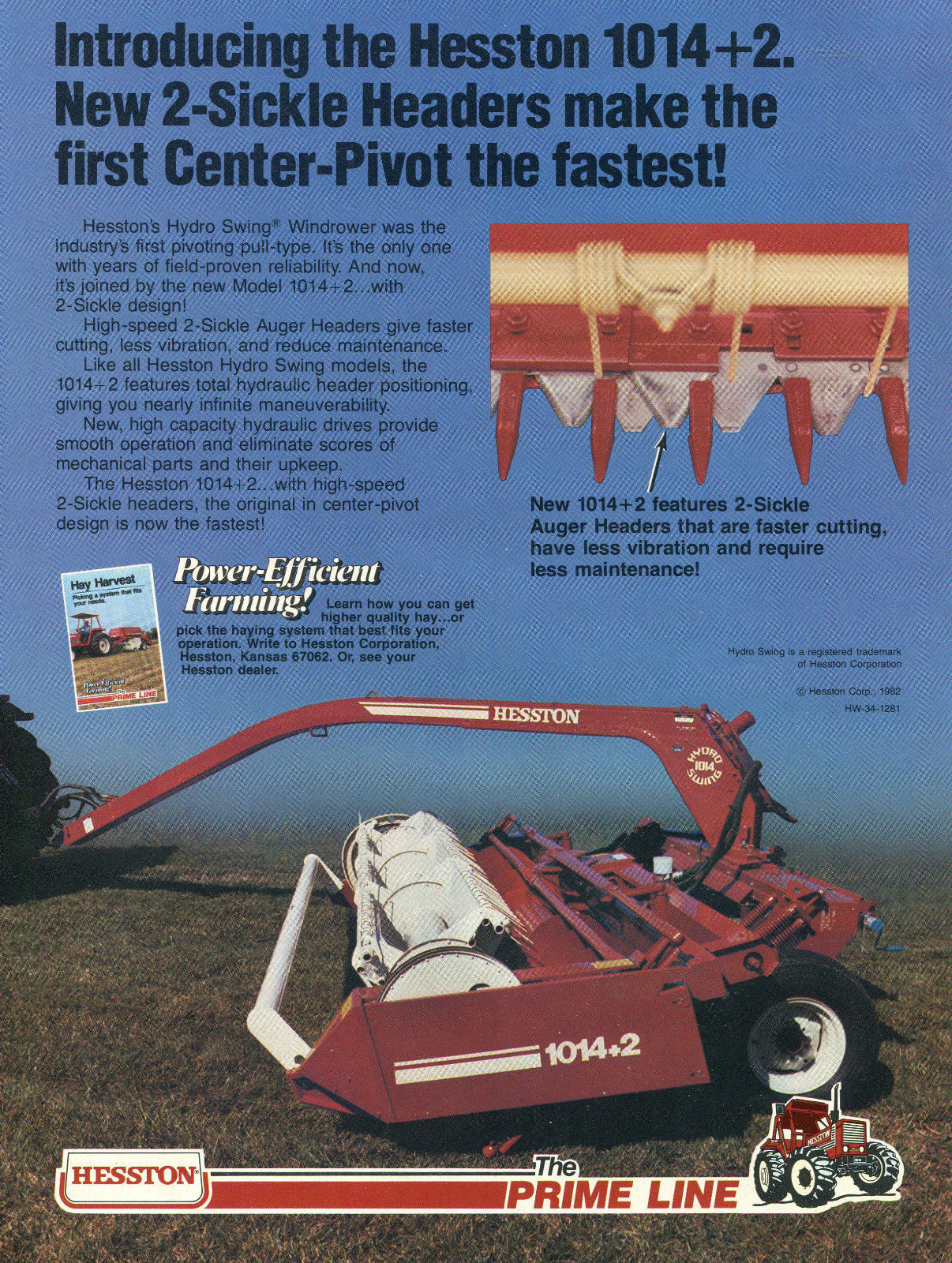 1982 Print Ad of Hesston Hydro Swing Windrower 1014 Farm Tractor