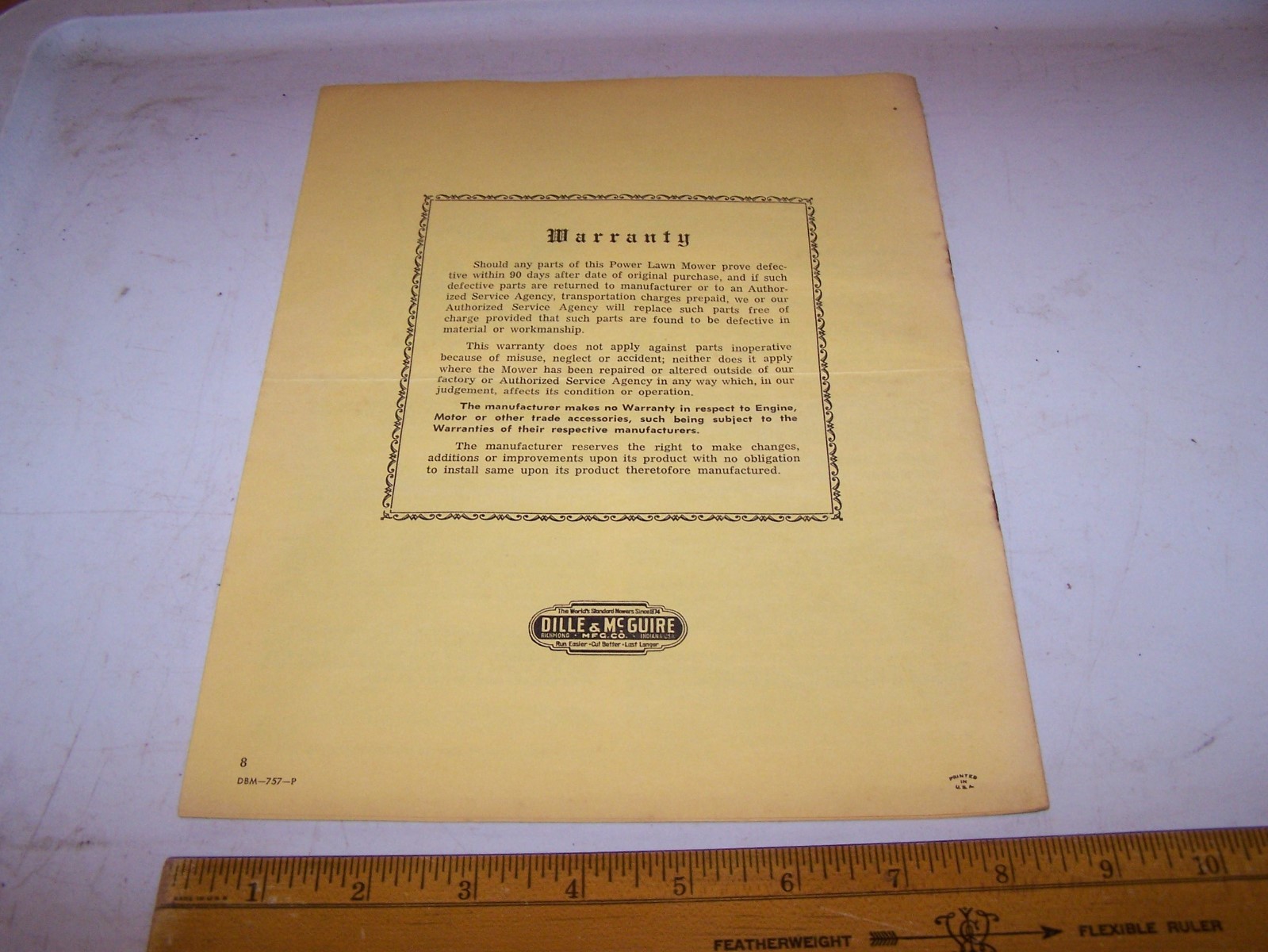 Vintage TURFMASTER Rotary Push Mower Instructions & Parts List RA18R RA21R REA18