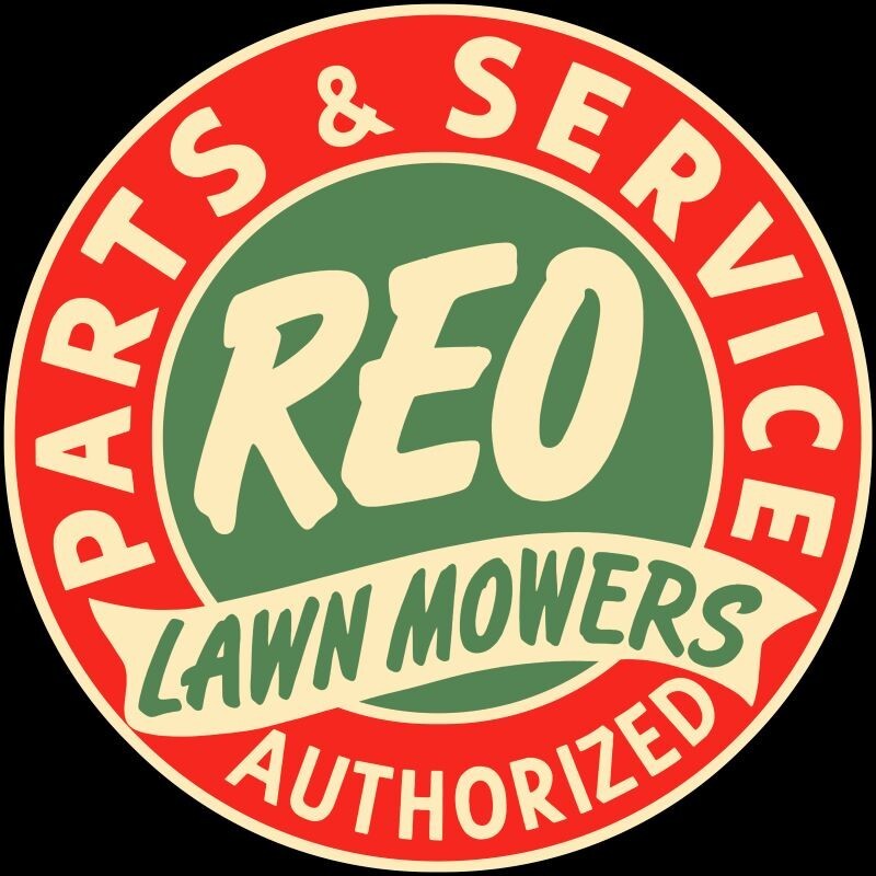 REO Lawnmowers Auth. Parts & Service NEW Sign 28″ Dia. Round AMERICAN STEEL