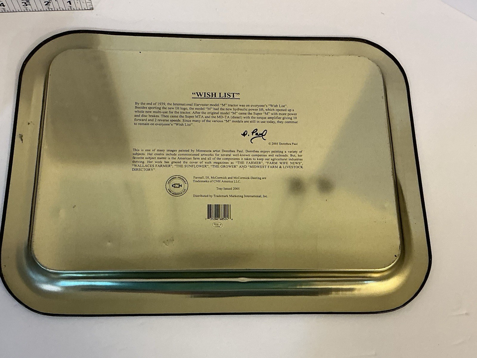 McCORMICK-DEERING FARMALL M TRACTORS SERVICING METAL TRAY “WISH LIST”