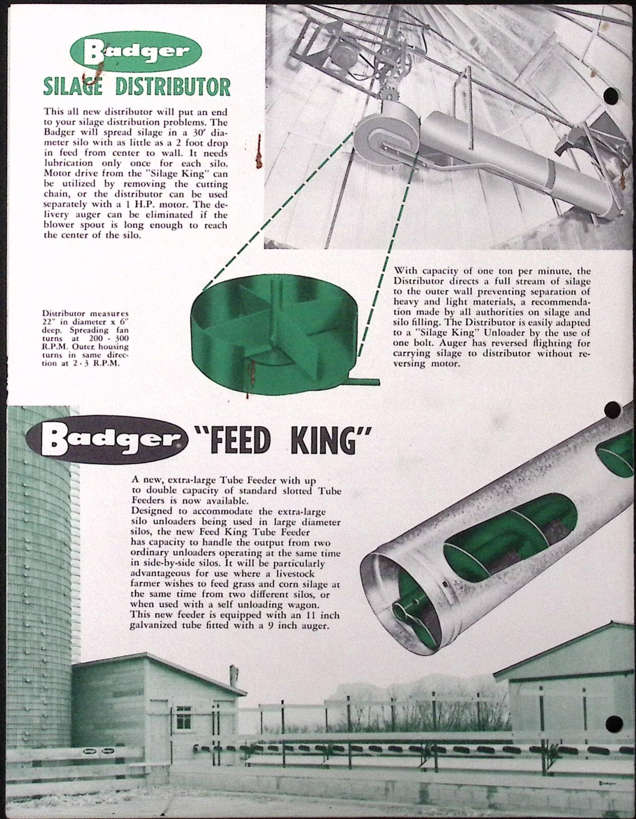 1950s Badger Silage King Brochure Blueprint Badger Northland Inc Kaukauna WI