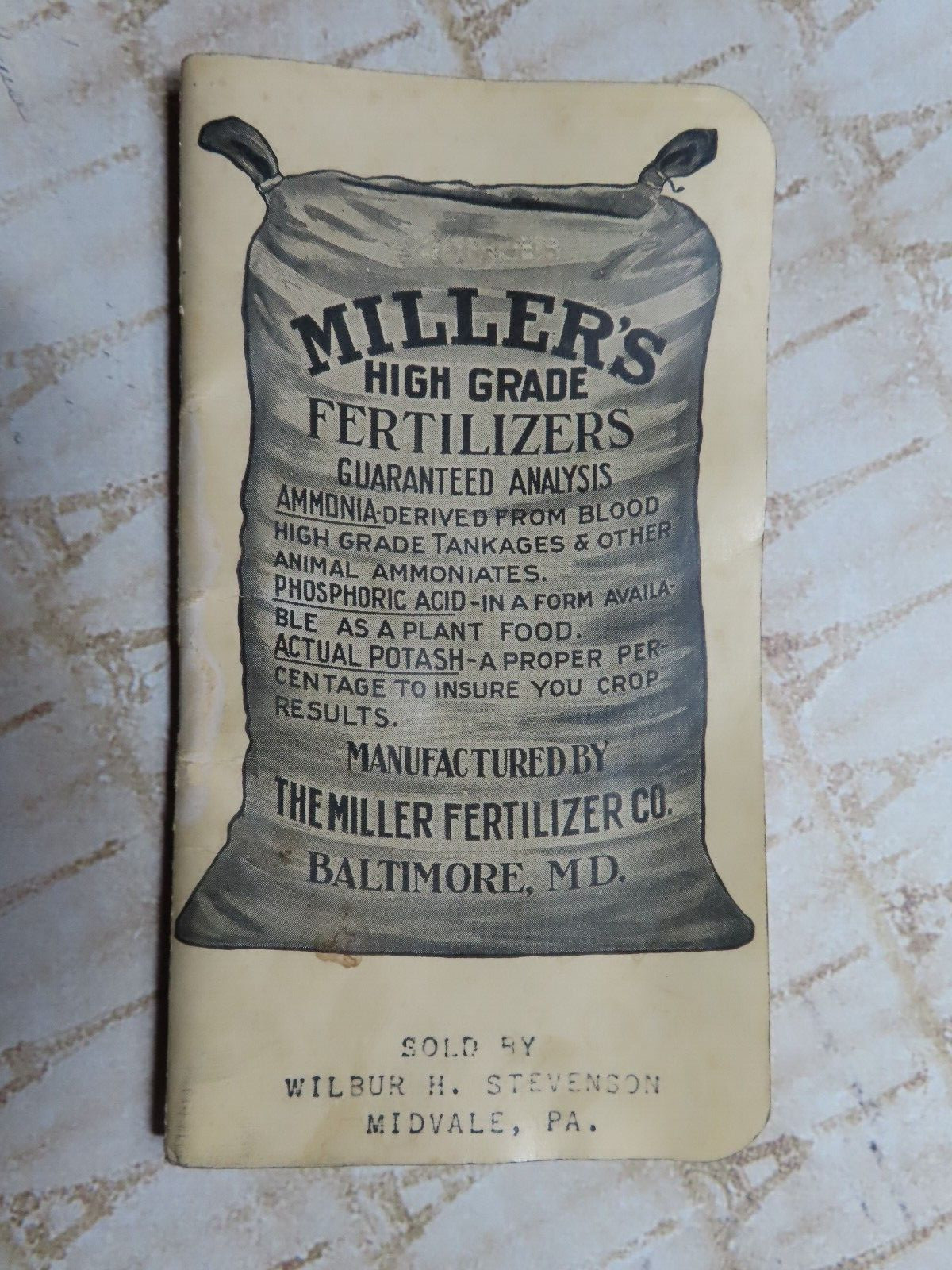 Vintage 1930/31 Advertising Notebook*MILLER’S HIGH GRADE FERTILIZER*Baltimore MD