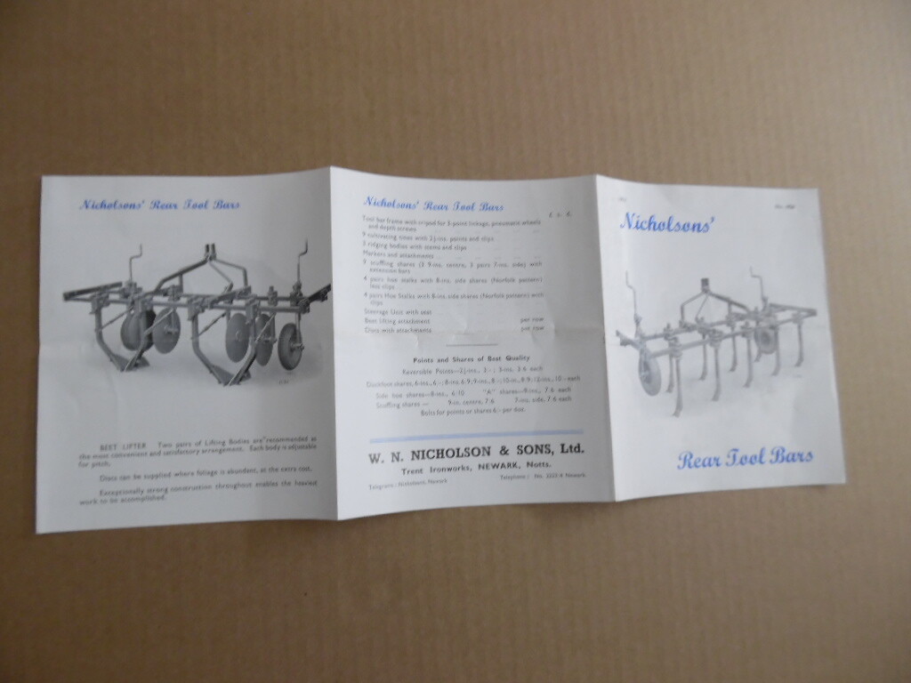 c.1952 W.N. Nicholson & Sons Ltd Farm Machinery Brochure Lot Newark UK Vintage