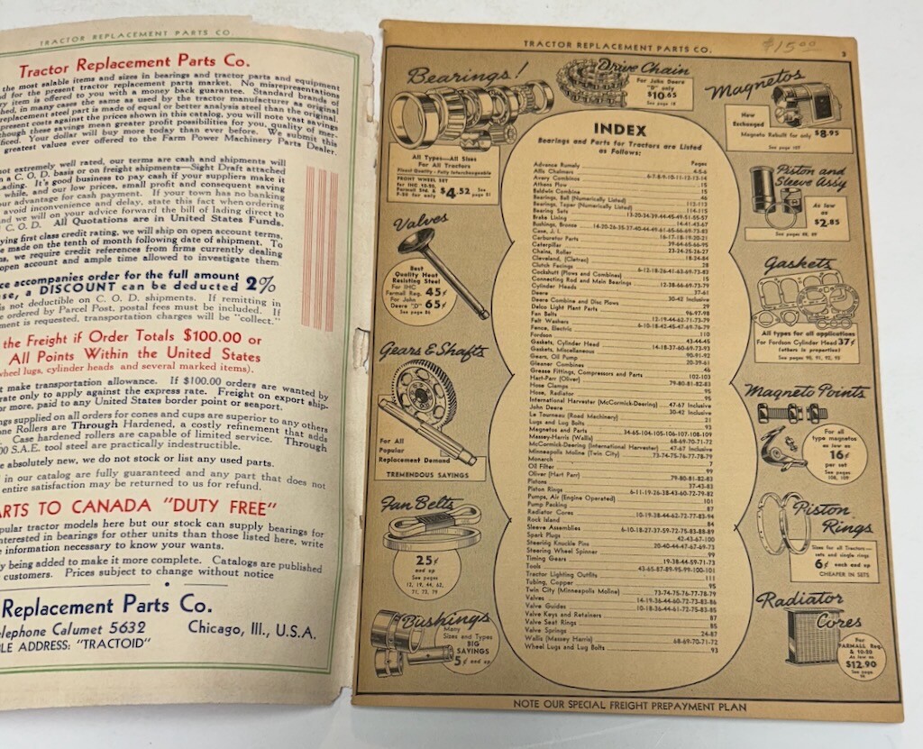 1940 Replacement Parts Catalog John Deere Allis Chalmers MM Case Avery 116 Pages