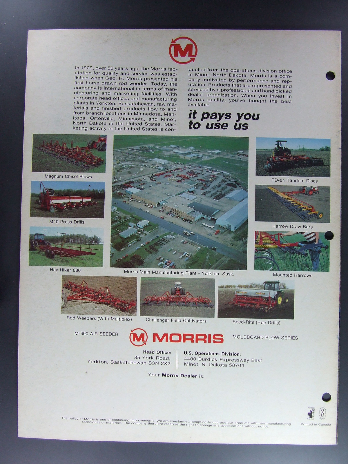 Morris Challenger Field Cultivator Dealers Brochure