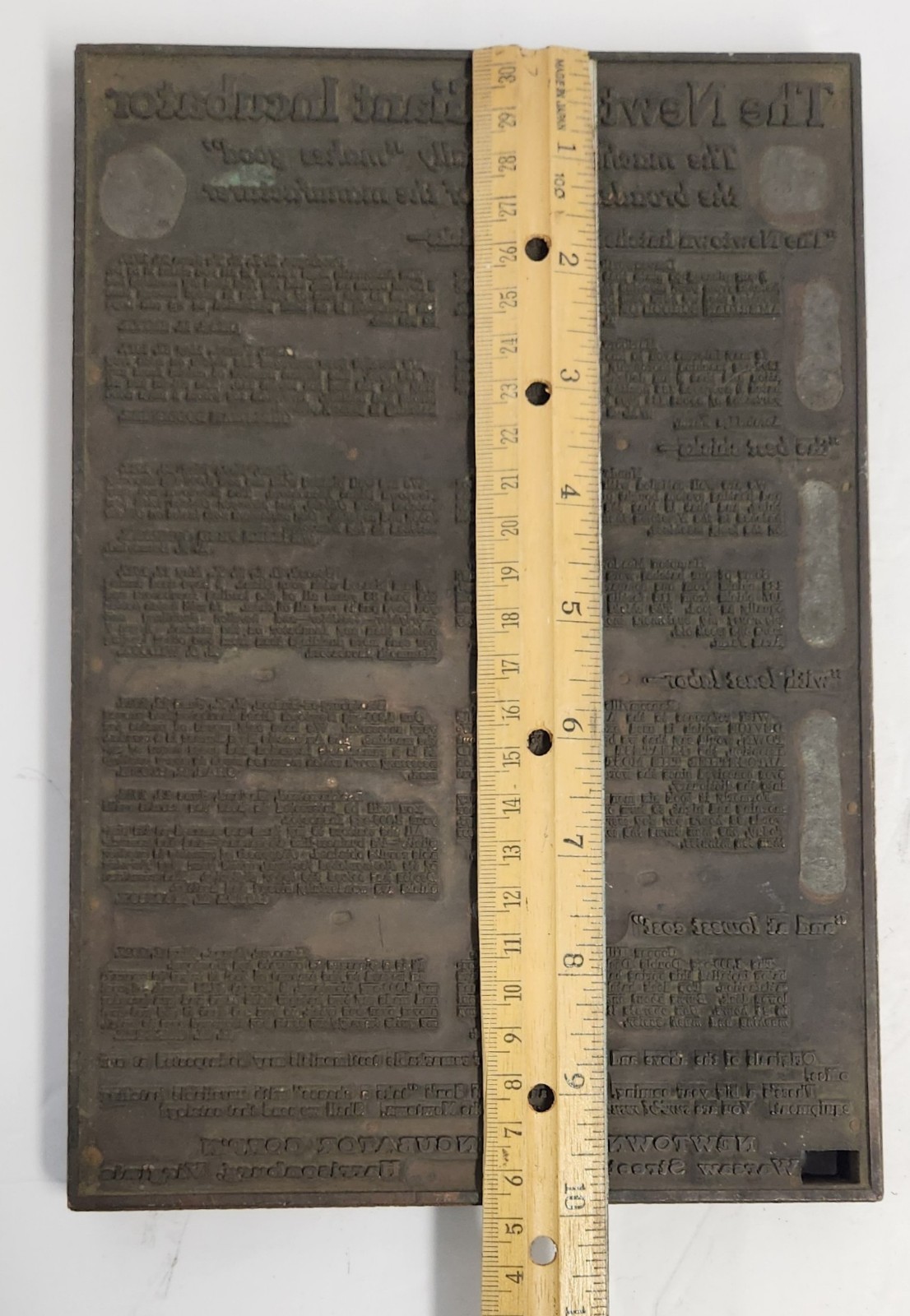 1910’s-20’s THE NEWTOWN GIANT INCUBATOR Printing Plate For Full Page Ad. 7″x10″