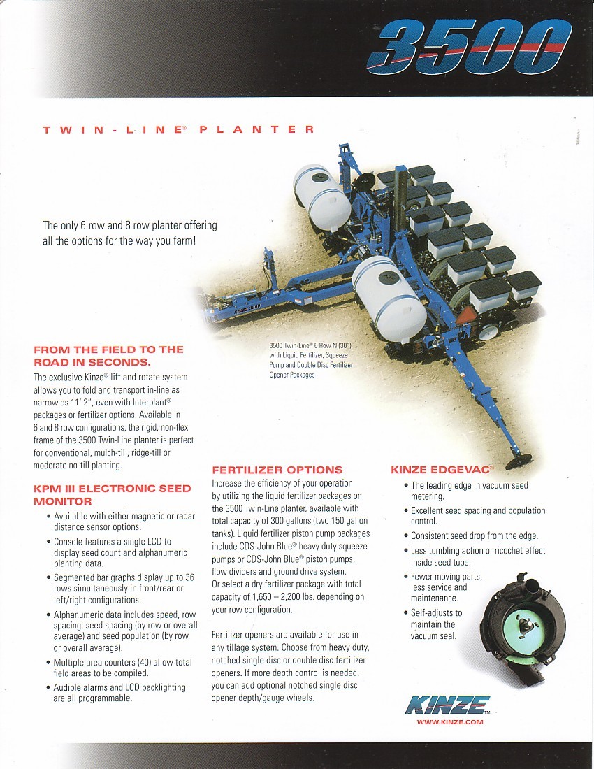 Farm Equipment Brochure – Kinze – 3500 – Pull Type Planter – 2009 (F2426)