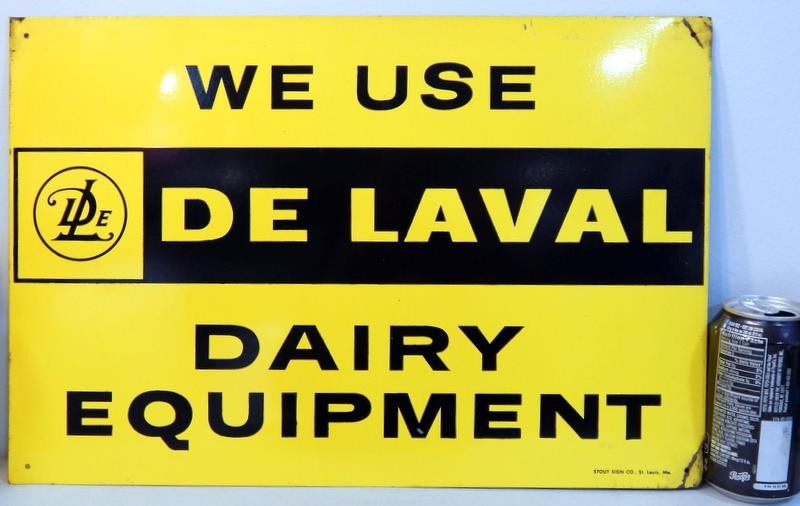 Vtg NOS ORIGINAL DeLaval Dairy Equipment 18″ x 12″ Tin Sign Stout Sign Co MO.