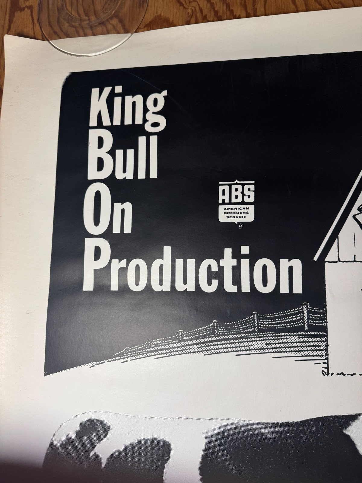 VTG 1970 King Bull on Production “KBOP” ABS American Breeders Service Ad Poster