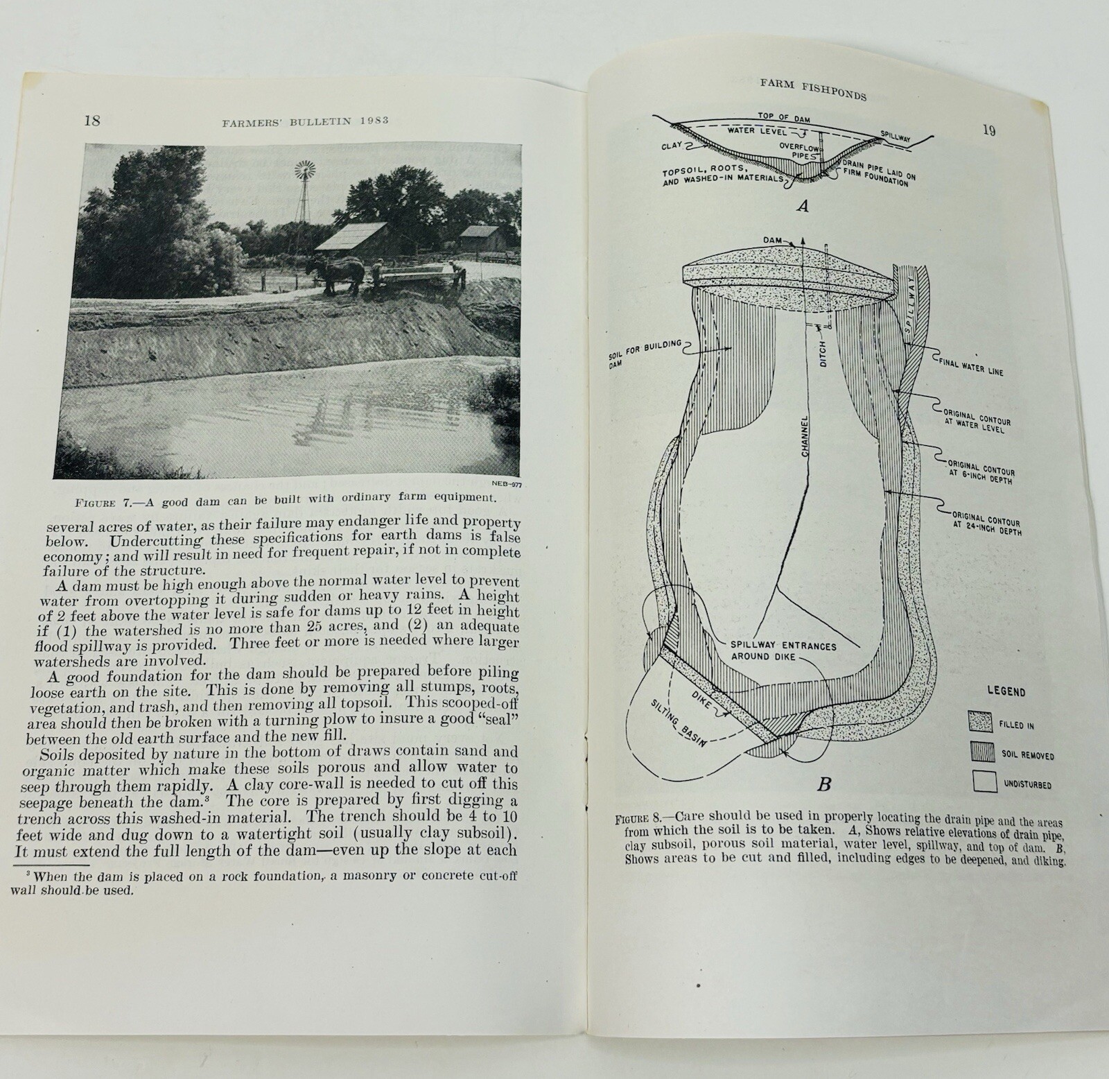 1983 USDA Farmers’ Bulletin Farm Fish Ponds Booklet For Food & Good Land Use